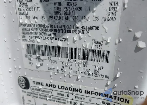 2011 Ford F-150 Lariat z USA, uszkodzony, nr VIN 1FTFW1EF0BFA18722